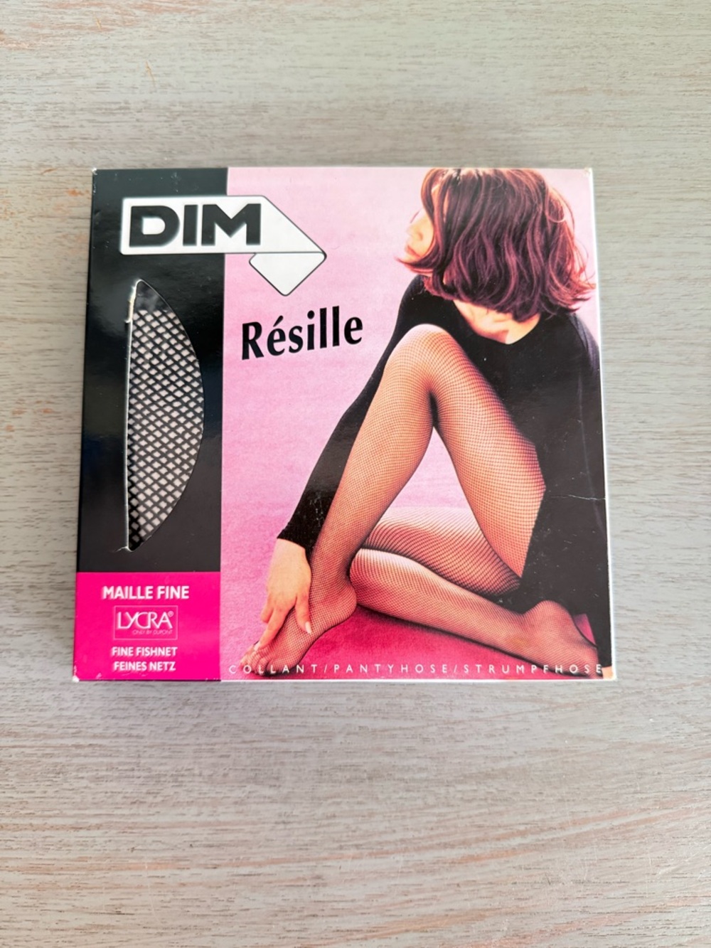 Vintage French DIM Résille Fine Fishnet Pantyhose Black Size 3 Large NOS 90s
